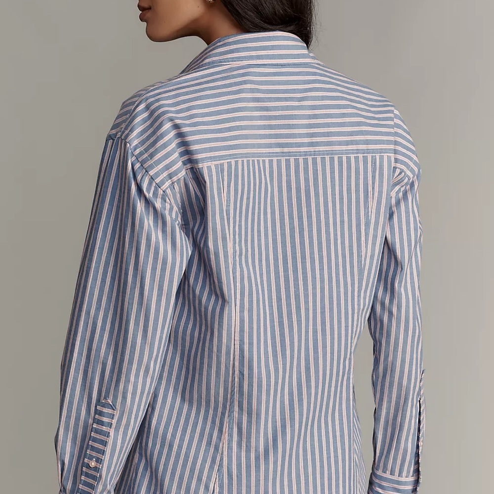 Maeve Blue & Pink Striped Button-Down Shirt - Picture 2 of 11